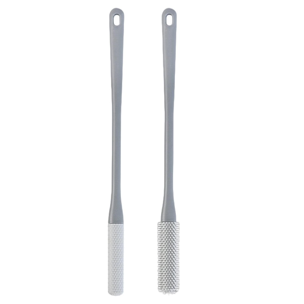 2PCS Toe Gap Cleaning Brush Long Handle,15.7 Inch Soft Silicone Shower Foot Scrubber,Hanging Foot Brush with Hole, Easy to Clean Foot Washer for Shower Seniors,Elderly,Men and Women,Toe Cleaning Brush