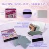 BOROLA 3-in-1 Bamboo Charcoal Oil Blotting Paper Set for Face 100 Sheets Oil Absorbing Sheet with Portable Mirror & Adhesive Makeup Puff, Blotting Paper for Oily Skin, Design for Men & Women(Purple) view 2