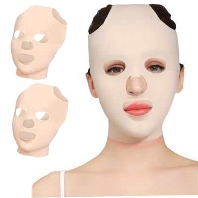 2Pcs Facial Slimming Strap, 3D Reusable Breathable Face Lifting Mask, Anti Wrinkle V Shaper Full Face Face Slimming Mask for Sleeping Daily Use,Face Lifting Mask
