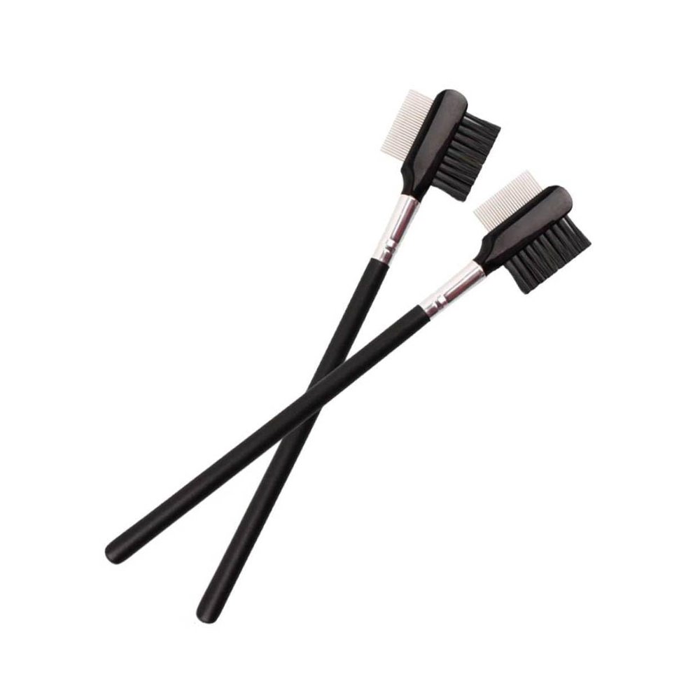 BIUDECO 2pcs Professional Eyebrow Lash Comb Wooden Handle Double Use Makeup Tool Eyebrow Brush Lash Curlers