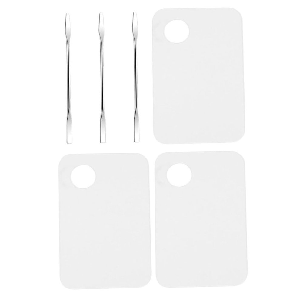 Ipetboom 3sets Acrylic Palette Set Makeup Mixing Palette for Nail Art Spa Tools Diy Foundation Pigment Mixing