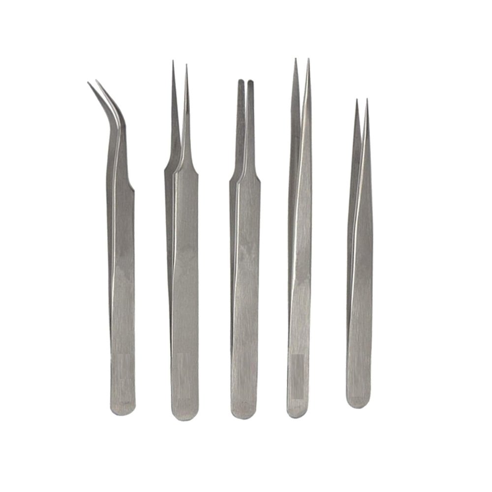Built with Passion 5-in-1 Stainless Steel Tweezer Set, Precision Multi-Purpose Tweezers Set Precision Crafted, Multi-Purpose Tweezers for Eyebrows, Splinters, Ingrown Hairs, Rust-Resistant