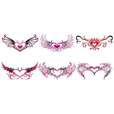 12 Sheets Succubus Heart Tattoo Sticker Temporary Tattoos Stickers, Fake Body Arm Chest Shoulder Tattoos for Women Tiny Black Tattoos Night light