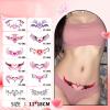 12 Sheets Succubus Heart Tattoo Sticker Temporary Tattoos Stickers, Fake Body Arm Chest Shoulder Tattoos for Women Tiny Black Tattoos Night light view 2