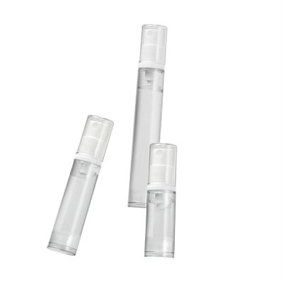 1 Set 4pcs 5-15ML Clear Empty Refillable Airless Vacuum Pump and Spray Portable Bottle Set Sample Packing for Toiletries(5ml Lotion bottle x4)