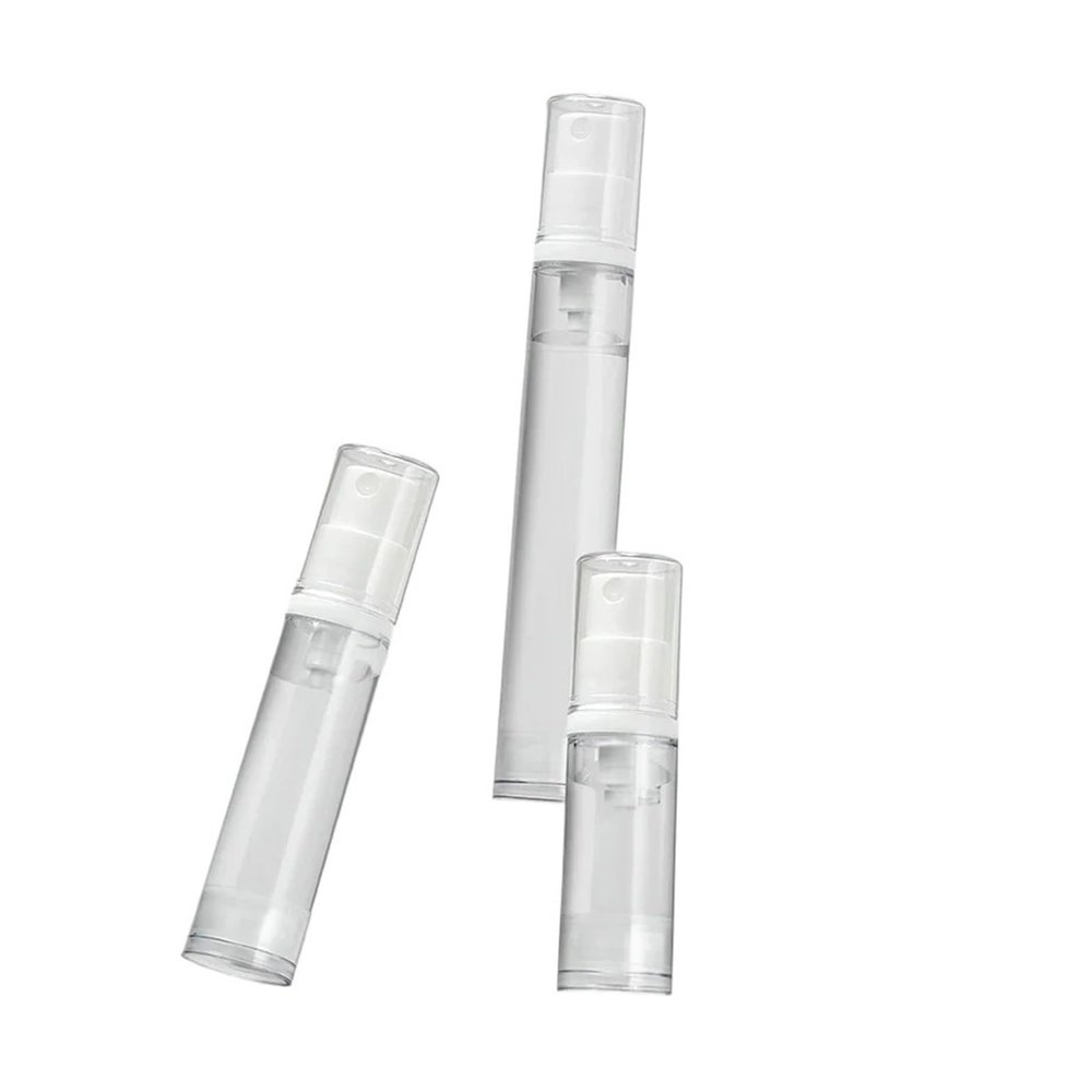 1 Set 4pcs 5-15ML Clear Empty Refillable Airless Vacuum Pump and Spray Portable Bottle Set Sample Packing for Toiletries(5ml Lotion bottle x4)