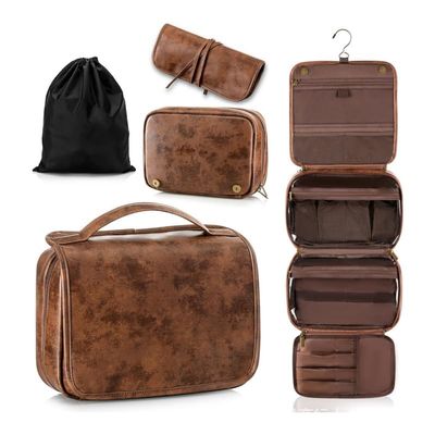 3-in-1 Personalized Toiletry Bag for Men and Women, Waterproof PU Leather Travel Dopp Kit, Large Hanging Travel Organizer Bag, Gifts for Your Family