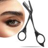 DINNAT Stainless Steel Eyebrow Trimmer Scissor With Comb, Eyebrow Trimmers, Professional Precision Eyebrow Trimmer, Eyebrow Trimmer Scissors with Combs, A Must-have Makeup Tool (Black) view 1
