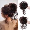 Friggqwe Fake hair Messy Bun Hair Piece Tousled Updo H air Extensions With Elastic Hair Bands Curly Hair Bun Scrunchie for Women Girls Hair buns hair piece(Dark brown) view 1