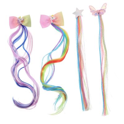 BIUDECO Diy Hair Extensions Set 4pcs Unicorn Hair Clips for Boys and Girls Comfortable Attachment Natural and Full Look