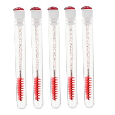 Beatifufu 10pcs Eyelash Extensions Applicator Brushes with Glitter Tube Ergonomic Eyelash Comb for Lashes and Brows Easy Grip Makeup Tools Transparent Orange