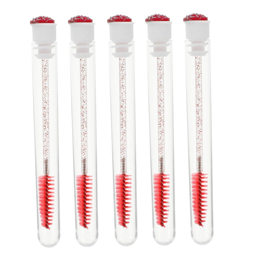 Beatifufu 10pcs Eyelash Extensions Applicator Brushes with Glitter Tube Ergonomic Eyelash Comb for Lashes and Brows Easy Grip Makeup Tools Transparent Orange