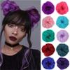 Friggqwe Fake hair Wig ball head female lazy fluffy realistic simulation hair elastic rubber band flower bud hair accessories Hair buns hair piece(Lilac) view 1