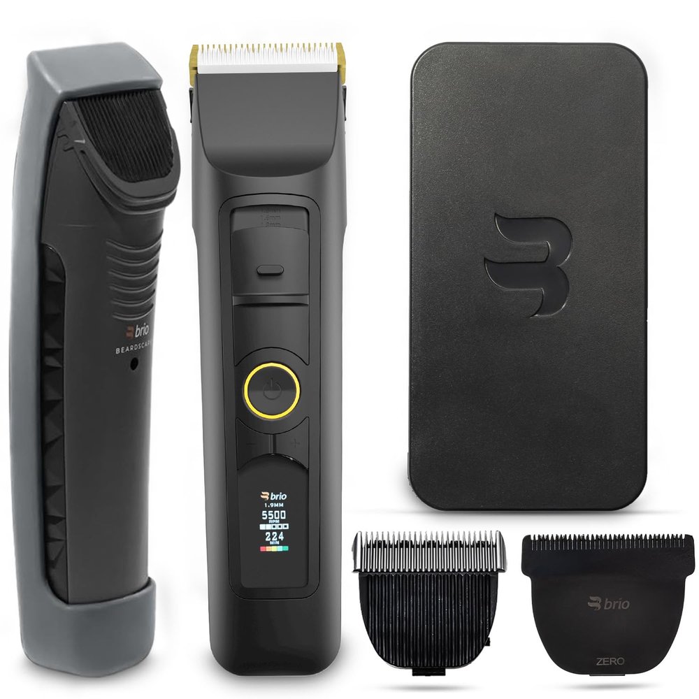 Brio Trim Everything Bundle Beardscape V2 Black Bundled with Zero Blade, Body Blade, Travel Case & Breadscape Sleeve, Featuring Adjustable Ceramic Blade, a Complete Kit for All Your Grooming Needs