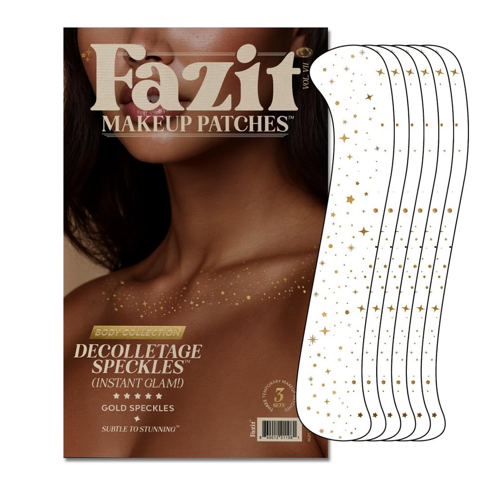 Fazit Makeup Patches - Gold Decollatage Speckles - Glow Up Make-Up Patches - Cute Glitter Makeup Accessories For Women - Cosmetic Glitter