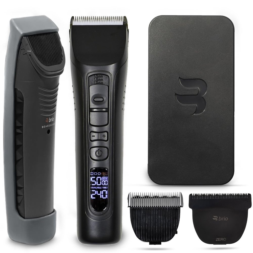 Brio Trim Everything Bundle Beardscape V1 Black Bundled with Zero Blade, Body Blade, Travel Case & Breadscape Sleeve, Featuring Adjustable Ceramic Blade, a Complete Kit for All Your Grooming Needs