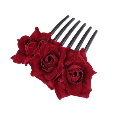 Baluue Floral Hair Comb Rose Hair Accessory for Girls Women Wedding Bridal Festival Photo