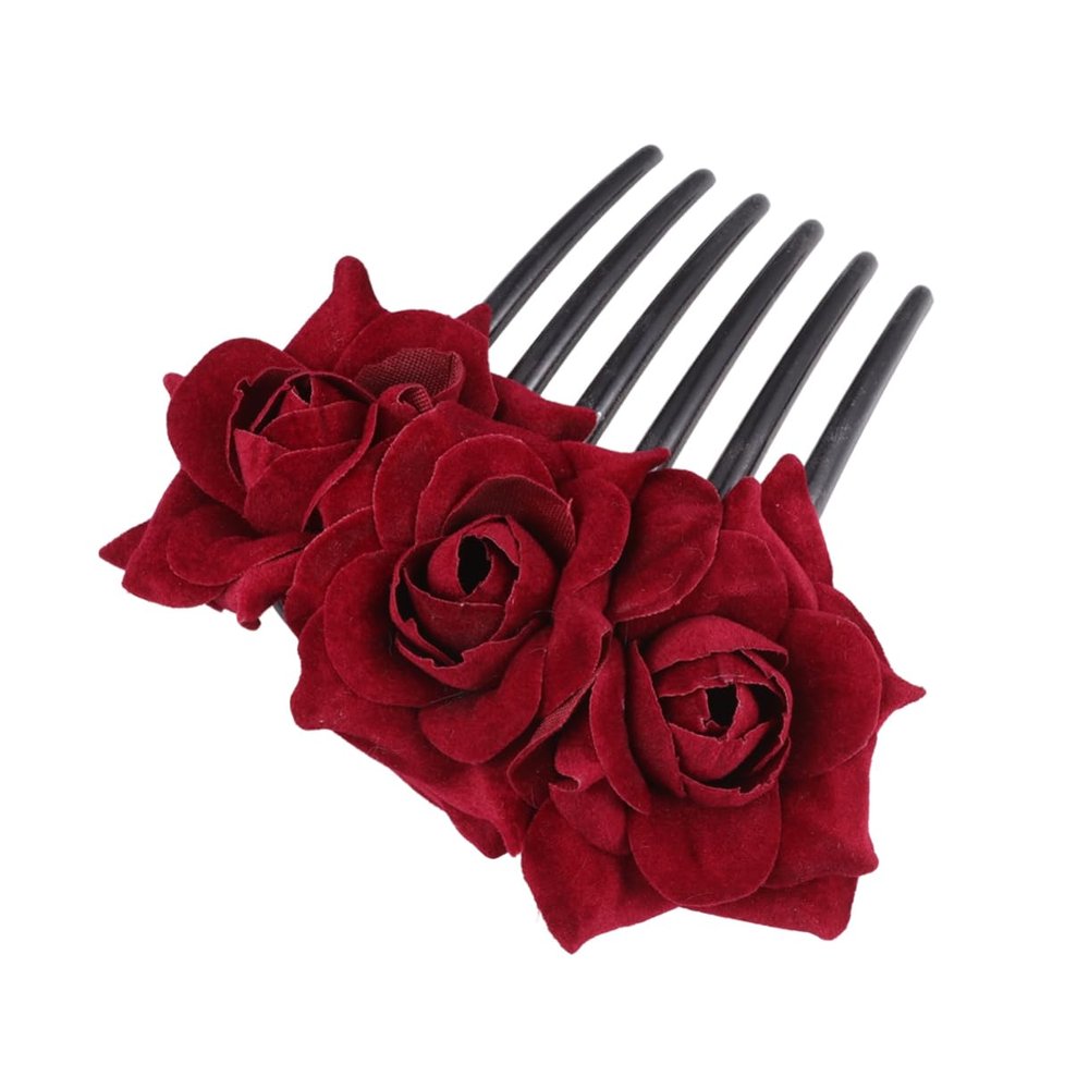Baluue Floral Hair Comb Rose Hair Accessory for Girls Women Wedding Bridal Festival Photo