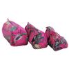 100% Cotton Quilted Makeup Bags Set, 3-Piece Tropical Pink Print, Cotton Travel Toiletry Storage Pouches with Waterproof Lining Storage Bags with Zipper Closure view 1