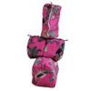 100% Cotton Quilted Makeup Bags Set, 3-Piece Tropical Pink Print, Cotton Travel Toiletry Storage Pouches with Waterproof Lining Storage Bags with Zipper Closure view 4