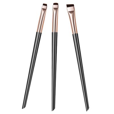 FRCOLOR Angled Eyeliner Brush Set Precision Eye Makeup Tools for Application Black Gold Design for Professional Home Use