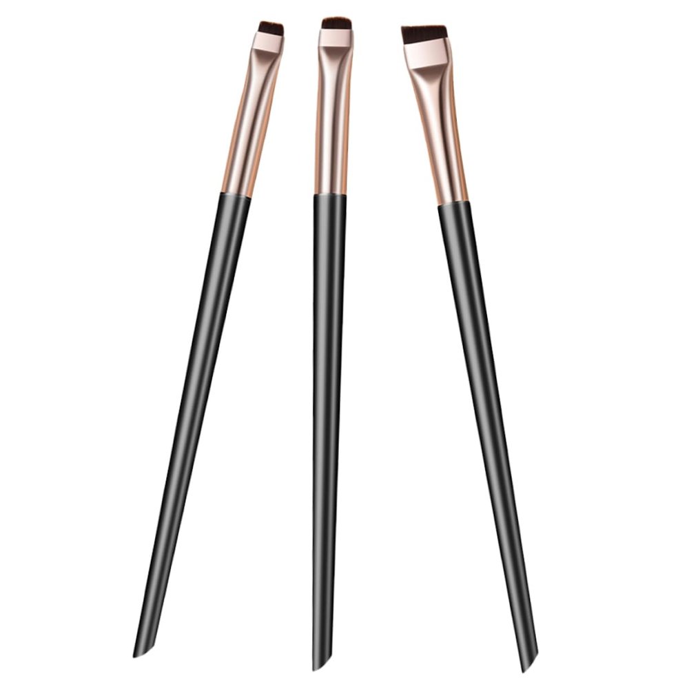 FRCOLOR Angled Eyeliner Brush Set Precision Eye Makeup Tools for Application Black Gold Design for Professional Home Use