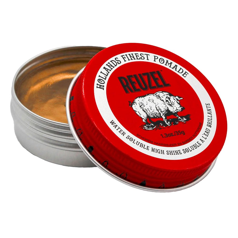 REUZEL Red Pomade, Medium All Day Hold, Water Soluble Styling, High Shine and Flake Free, Easy To Wash Out, For All Hair Types
