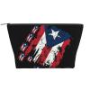 Vintage Puerto-Rico-Flag Trapezoid Cosmetic Bag Small Makeup Pouch Travel Makeup Bag For Women view 1