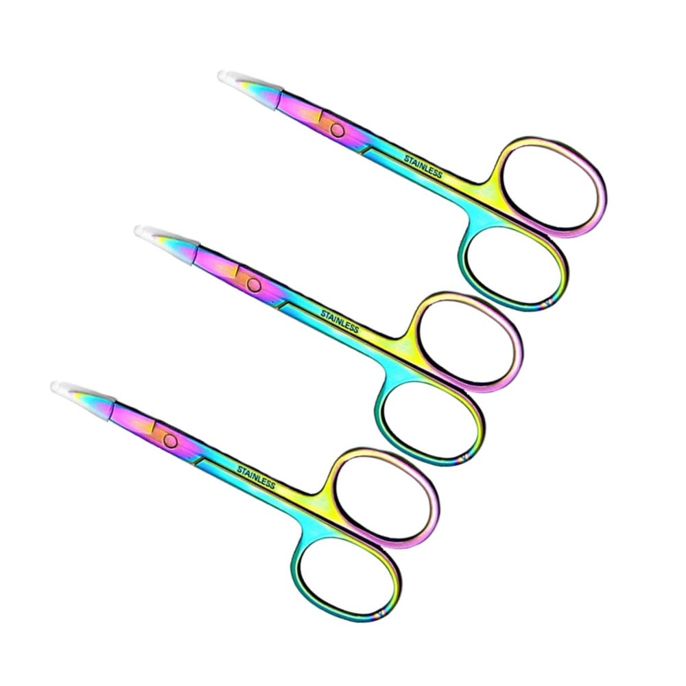 FOMIYES Men's Eyebrow Scissors Titanium Stainless Steel Safety Trimmer Beauty Dressing Tools