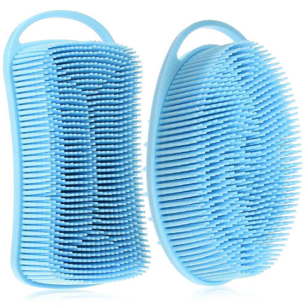NOLITOY 2pcs Silicone Exfoliating Shower Scrubbers Gentle Body Wash Brush for All Skin Types and Lightweight Bath Cleaning Tool and Designs