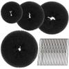 4 Pcs Ring Style Donut Bun Shaper with 20 Hair Pins,Hair Bun Shaper Set,Hair Donut Bun Maker Set,Hair Bun Donut for Girls Kids Women DIY Chignon Hair Styles Dancer Ballerina (Black) view 1