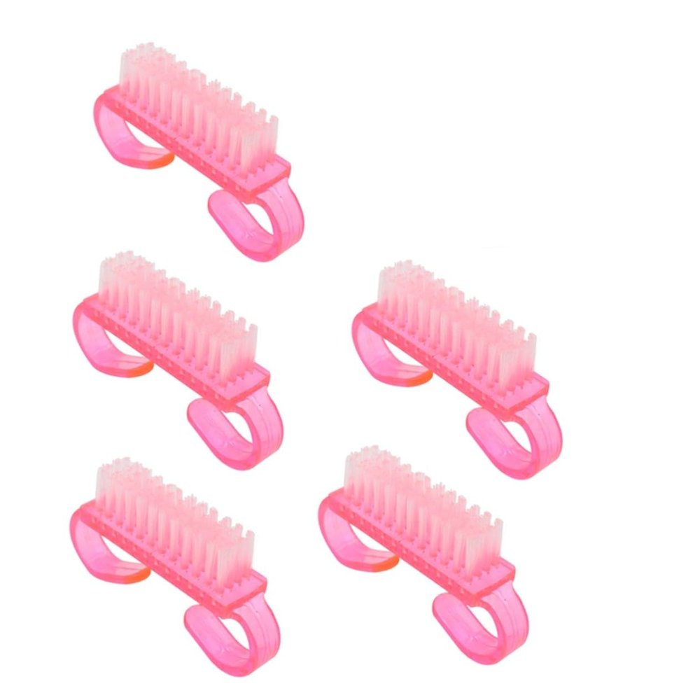 BIUDECO 5 Pcs Walnut Cleaning Brush Set for Fingernails and Toenails Handle Grip Nail Scrubber Soft and Stiff Bristles for Men and Women for Home and Salon Use