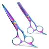 ULG Professional Hair Scissors Kit Right-Hand Razor Edge Barber Scissors Salon Hair Cutting Shears Made of Japanese Stainless Steel, Hand Sharpened 6.5 inch Rainbow view 1
