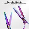 ULG Professional Hair Scissors Kit Right-Hand Razor Edge Barber Scissors Salon Hair Cutting Shears Made of Japanese Stainless Steel, Hand Sharpened 6.5 inch Rainbow view 2