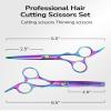 ULG Professional Hair Scissors Kit Right-Hand Razor Edge Barber Scissors Salon Hair Cutting Shears Made of Japanese Stainless Steel, Hand Sharpened 6.5 inch Rainbow view 4