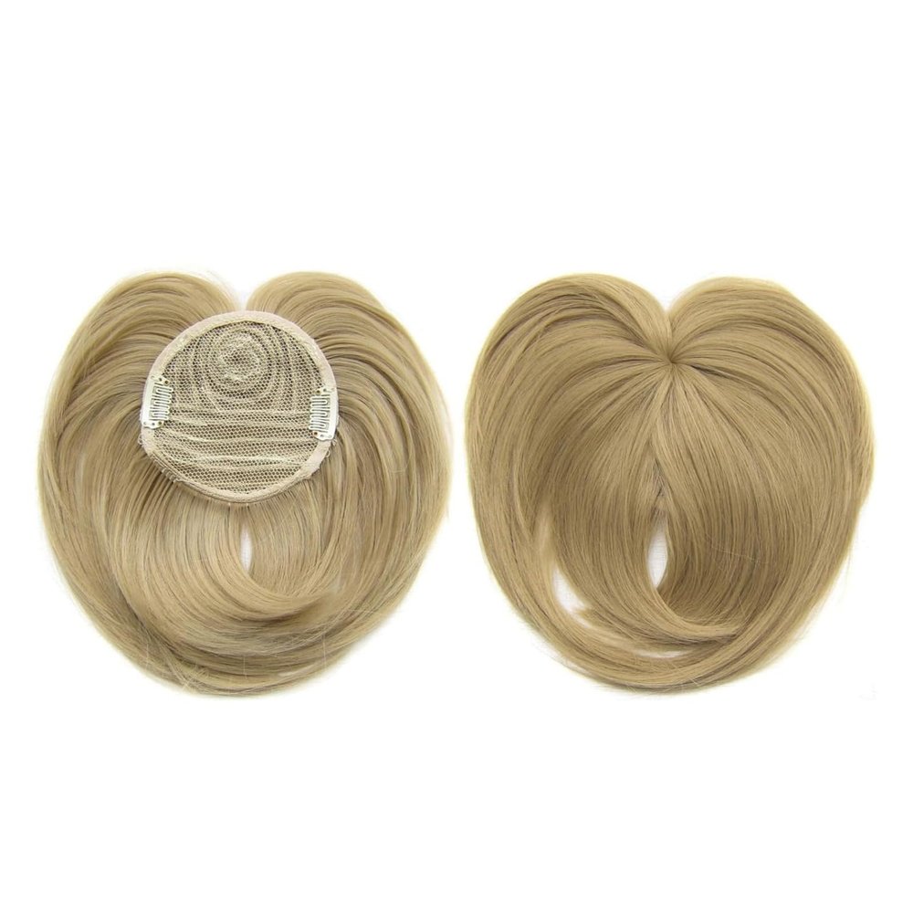 ZPLMIDE Short Natural Hair Toppers, Wig Toppers for Women Human Hair, Topper Hair Piece Human Hair Short, Natural Hair Toppers with Bangs (24#)