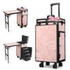 BYOOTIQUE Portable Manicure Table Nail Station with Storage Rolling Makeup Case with Drawers on Wheels for Nail Teach Beauty Salon Manicurist Hairstylist Barbershop,CTB Pink view 1