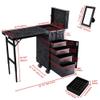 BYOOTIQUE Barber Salon Manicure Table for Nail Tech with Wheels Foldable Rolling Makeup Case with Fodable Desk for Cosmetologist Beauty Salon Barbershop Manicurist Hair Stylist, CTB Black view 3