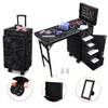 BYOOTIQUE Barber Salon Manicure Table for Nail Tech with Wheels Foldable Rolling Makeup Case with Fodable Desk for Cosmetologist Beauty Salon Barbershop Manicurist Hair Stylist, CTB Black view 4