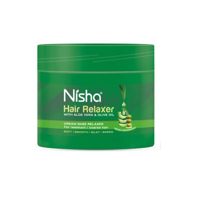 Nisha Hair Relaxer  Hair Relaxer for Curly Hair  Cream Base Relaxer with Aloe Vera & Olive Oil  200g  Instant Performance on Resistant/Coarse Hair  Achieves Soft, Smooth, Silky Sheen
