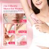 hehred 2 in 1 Electric Lady Shaver, Dual Head Bikini Trimmer for Women Shaver, Comfort Electric Shaver for Underarm Leg Arm Body Face Hair, Pink view 3