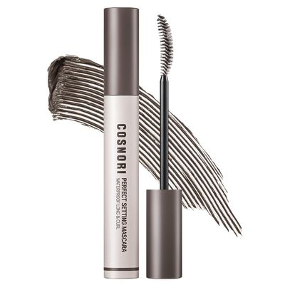 COSNORI Perfect Setting Waterproof Mascara Long&Curl 04 Deep Ash  Long-Lasting Smudge - Ash Brown Mascara - Korea Waterproof, Long lash, Strong fixing, Silk Amino Acids - 0.23fl oz (7ml)