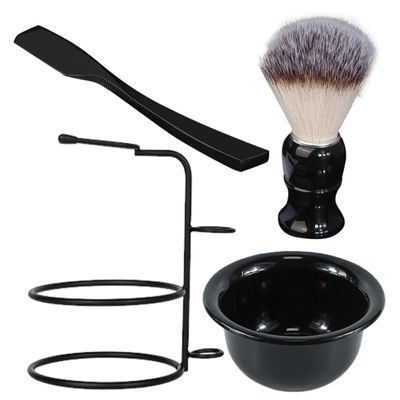 FRCOLOR Razor Stand Shaving Brush Set for Men Barber Brush Kit Beard Set Shaving Bowl for Haircutting Men's Supplies