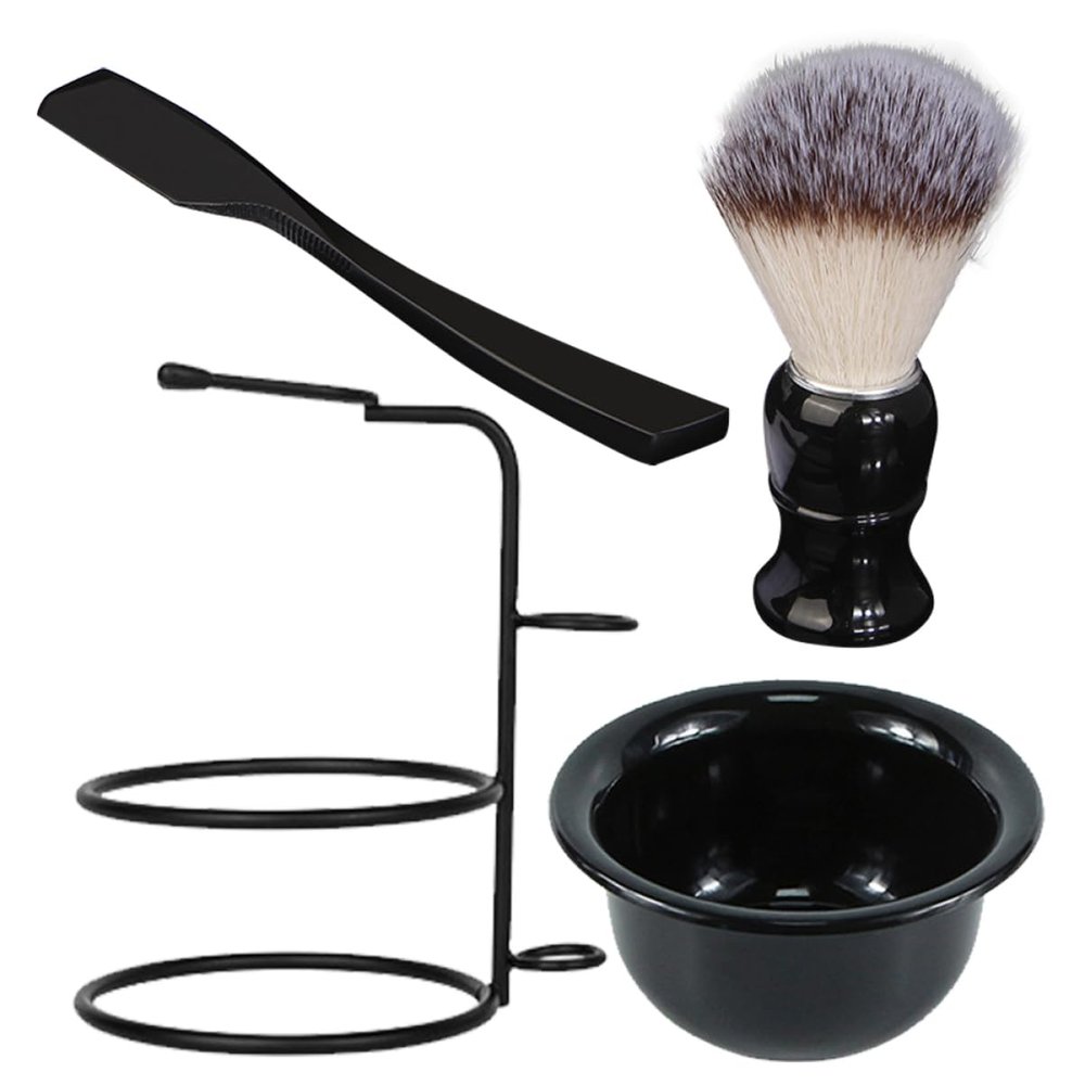 FRCOLOR Razor Stand Shaving Brush Set for Men Barber Brush Kit Beard Set Shaving Bowl for Haircutting Men's Supplies