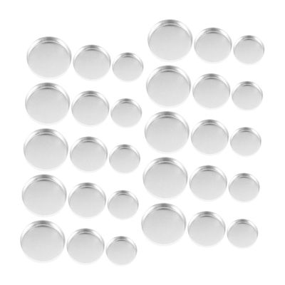 Baluue 30pcs Round Eyeshadow Pans Empty Makeup Palette Organizer for Travel Home Metal Blusher Pans