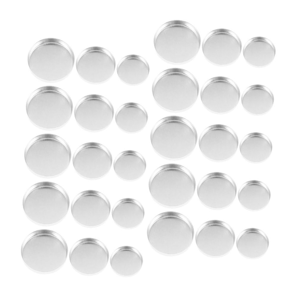 Baluue 30pcs Round Eyeshadow Pans Empty Makeup Palette Organizer for Travel Home Metal Blusher Pans