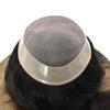 Durable Fine Mono Toupee For Men Hair Piece Hair Replacement System For Men Real Human Hair Men's Toupee Hair System 8x11 110% light to Medium density1B# OFF BLACK view 3