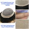 Durable Fine Mono Toupee For Men Hair Piece Hair Replacement System For Men Real Human Hair Men's Toupee Hair System 8x11 110% light to Medium density1B# OFF BLACK view 4
