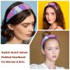 RODAILYCAY Wide Top Turban Velvet Hair Bands, Colorful Marble Texture Fashion Head Wrap, Hair Head Bands Elastic Headband for Women, 2 Size, Set of 2 view 2