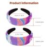 RODAILYCAY Wide Top Turban Velvet Hair Bands, Colorful Marble Texture Fashion Head Wrap, Hair Head Bands Elastic Headband for Women, 2 Size, Set of 2 view 3